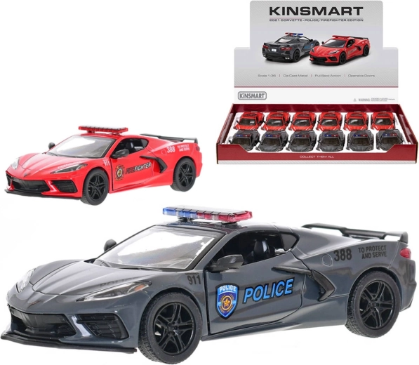 Kinsmart Metallmodellauto Corvette 2021 Rettungsdienste 1:36 - 1 Stück