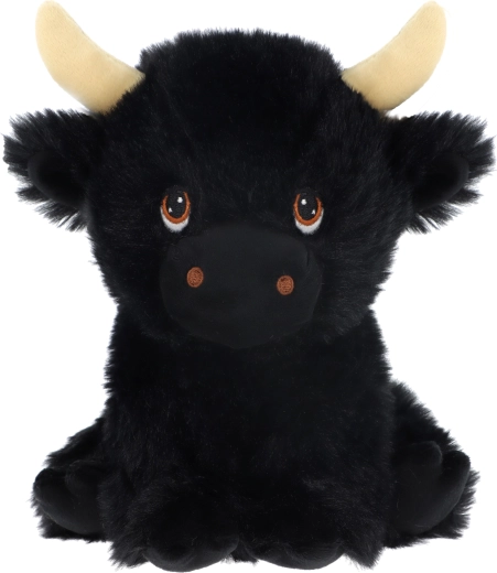 Schwarze flauschige Plüschkuh 18 cm