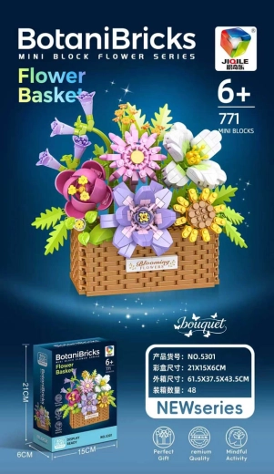 Bausatz: Bunter Blumenstrauß im Körbchen – 771 Teile