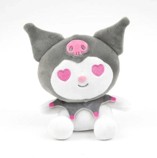 Plüschspielzeug Kuromi 32 cm – grau mit Erdbeere (HELLO KITTY Kollektion)
