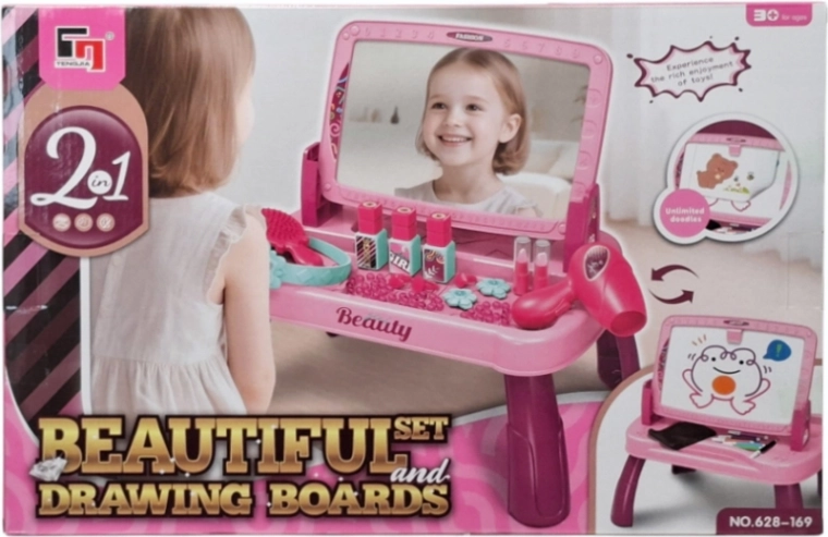 Kinder-Frisiertisch 2-in-1 mit Zeichentafel
