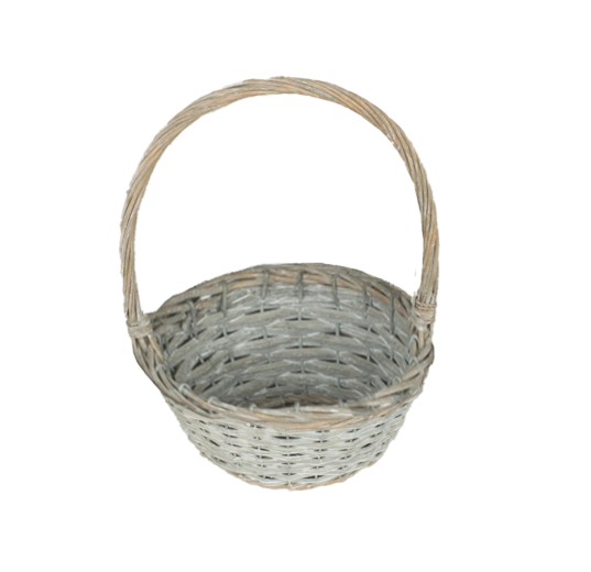 Grauer Weidenkorb mit Henkel 26 × 11 × 33 cm