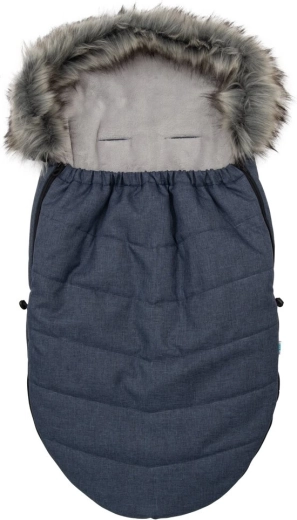 Kinder-Fußsack mit Kunstfell, dunkelblau NEW BABY