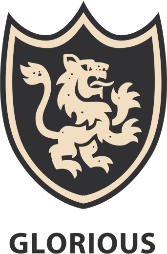 Auffälliger Schild mit Löwenmotiv