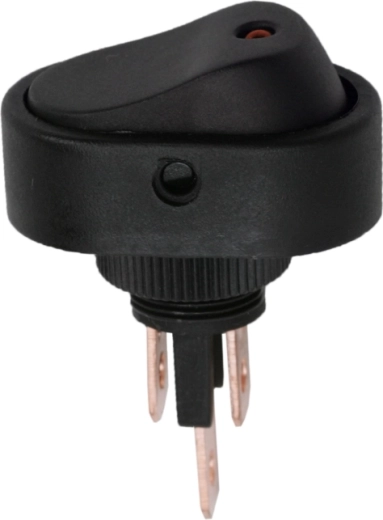 Schwarzer Wippschalter mit roter LED