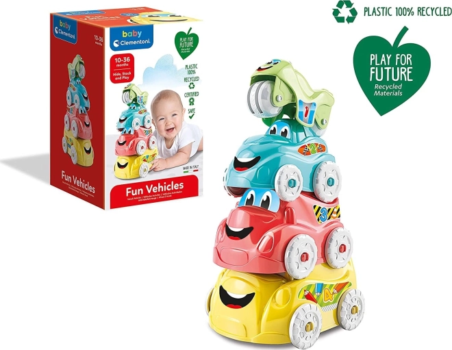 Clementoni Baby stapelbare lustige Fahrzeuge Play for Future