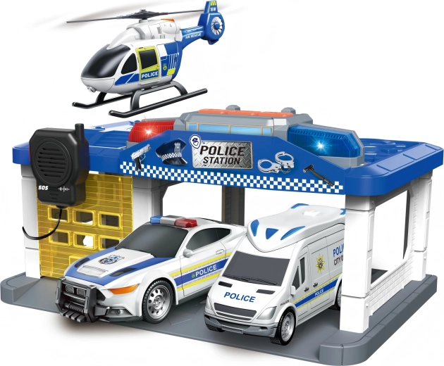Polizeistation mit Hubschrauber, Licht und Sound