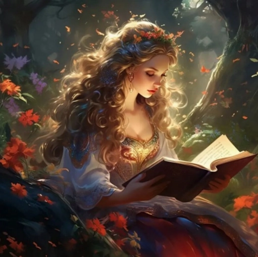 Diamantmalerei Prinzessin mit Buch 30 × 40 cm