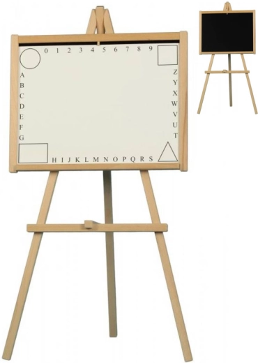 Holz-Kinder-Standtafel 2in1 auf Stativ für Kreide und Marker, magnetisch