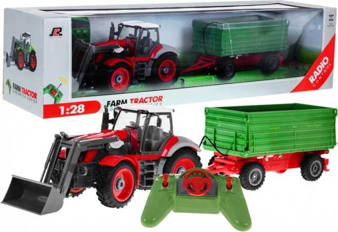 RC-Traktor mit Frontlader und Anhänger 1:28 für Kinder ab 3 Jahren