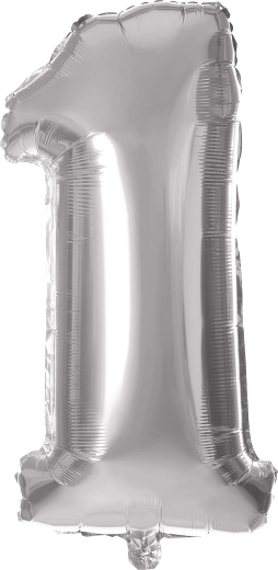 Folienballon Ziffer 1 30 cm silbern TORO