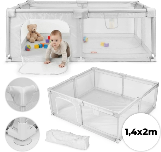 Kinderlaufstall 140 × 200 cm mit Bällen und Reisetasche ECOTOYS – grau