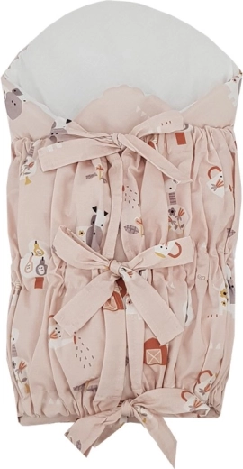 EKO Schnür-Wickeldecke mit herausnehmbarer Kokoseinlage My farm powder pink 75 × 75 cm