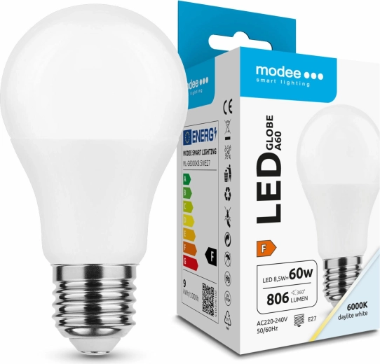 LED-Glühbirne E27 8,5 W Kaltweiß MODEE SMART LIGHTING Globe A60