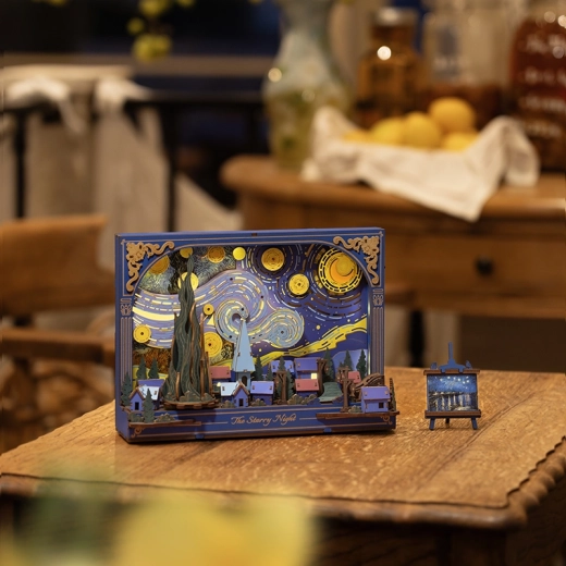 Mehrschichtige 3D-Szene mit dekorativem Ständer