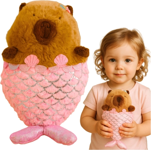 Plüsch-Kapibara Meerjungfrau rosa 28 cm