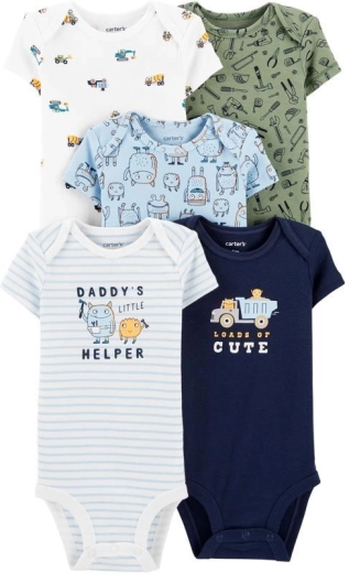 Carter’s Baby-Bodys mit kurzem Ärmel für Jungen, Mix, 5 Stück, Größe 46