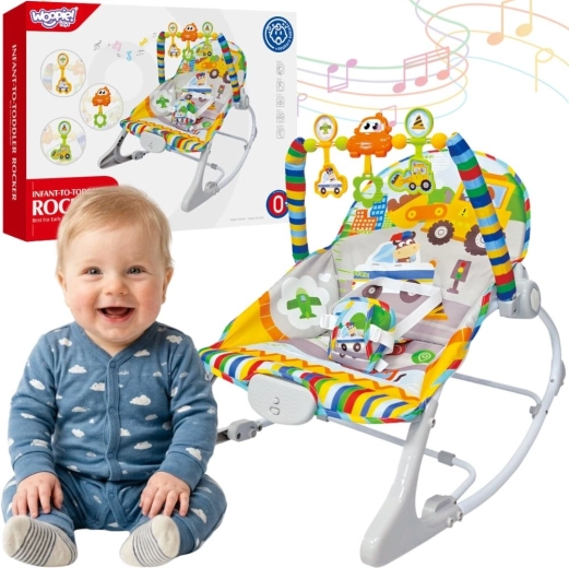 Woopie baby interaktive Babywippe mit Vibrationen und Spielbogen, mehrfarbig