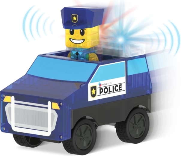 2 Figuren und aufziehbares Polizeifahrzeug im Set