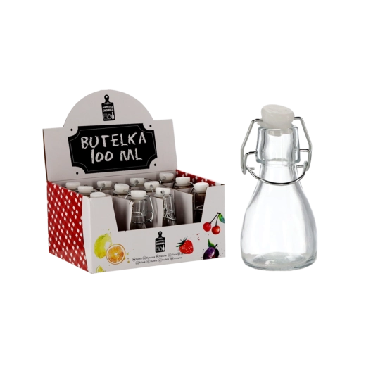 Glasflasche 100 ml mit HDPE-Verschluss, Packung 12 Stk.