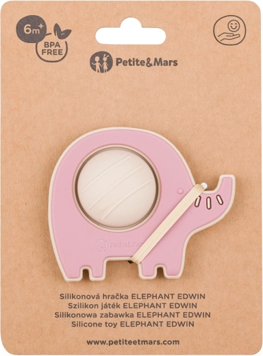Petite&Mars Silikon-Beißring und Spielzeug Elefant Edwin Dusty Rose