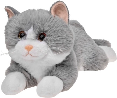 Grau-weiße Plüschdekoration Katze