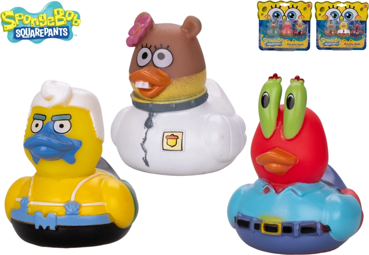 Badeset – Quietscheentchen SPONGEBOB, Sandy und Thaddäus (3 Stk.)