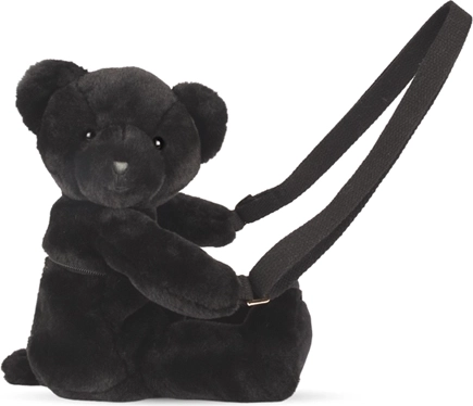 Doudou Plüsch-Umhängetasche Bärchen, schwarz 30 cm