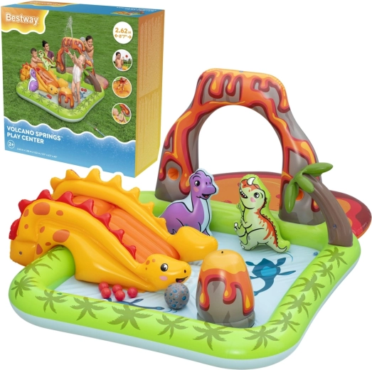 Bestway aufblasbares Wasserspielzentrum mit Dinosauriern und Vulkan „Volcano and Springs“