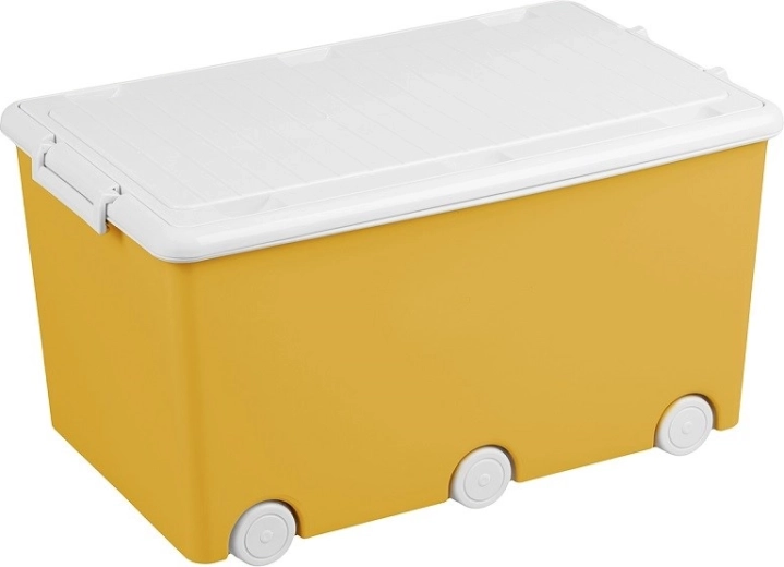 Vielseitige Spielzeugbox auf Rollen Tega gelb