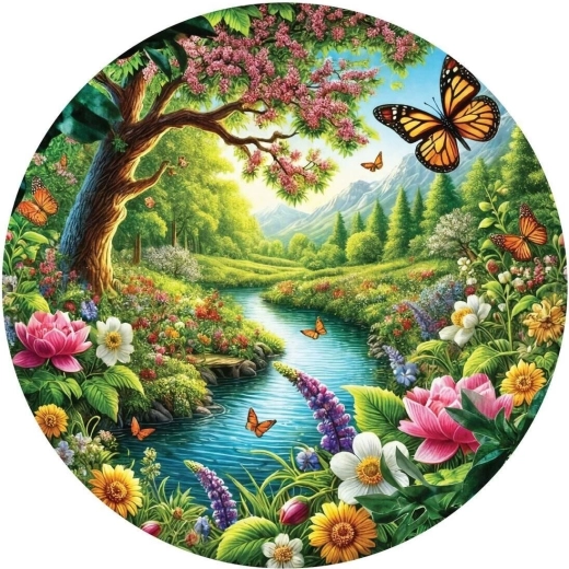 Rundes Puzzle Monarchengarten 570 Teile