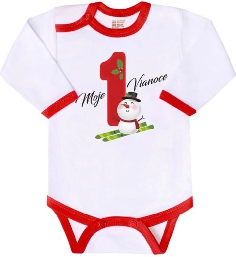 Baby-Body mit Aufdruck „Mein erstes Weihnachten“ NEW BABY, langer Ärmel, Gr. 74 (6–9 Monate)