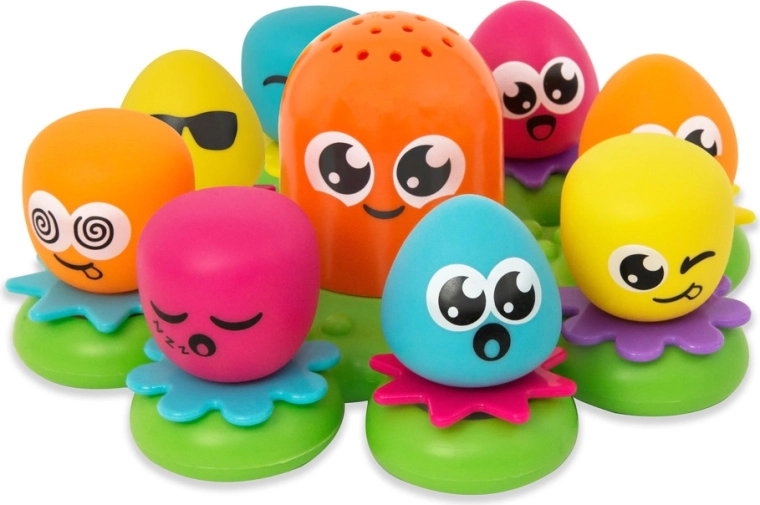 Schwimmende Insel mit Oktopus-Familie