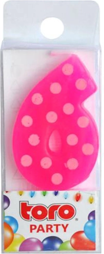TORO Kuchenkerze Zahl 6 zum Einstecken 4,5 cm