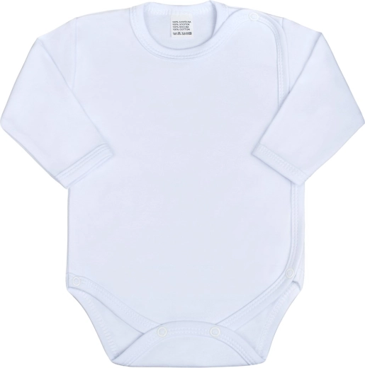 Baby-Body mit durchgehender Druckknopfleiste und langem Ärmel New Baby Classic weiß 62