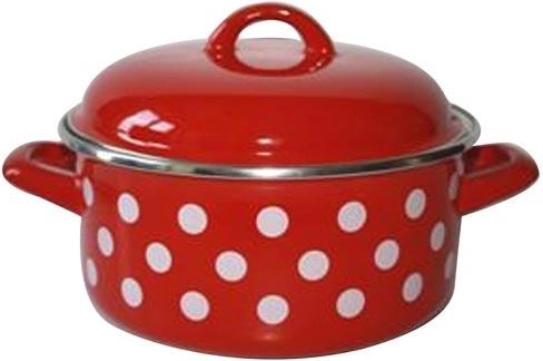 Emaille-Kasserolle mit Deckel 20 cm 2,8 l Rot Polka-Dot