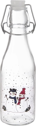 Glasflasche mit Bügelverschluss Schneemann 0,29 l