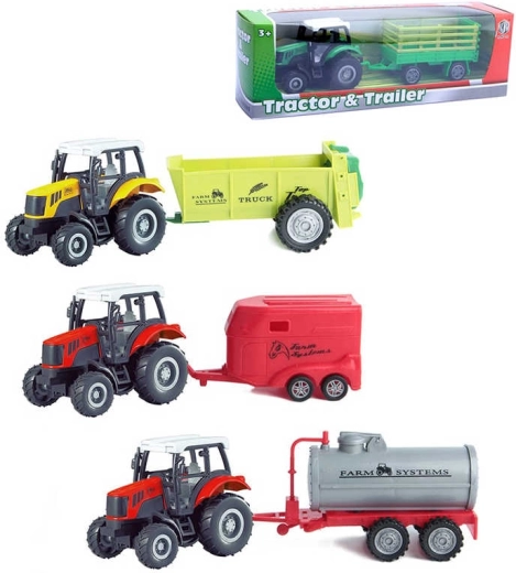 Metall-Landwirtschaftstraktor mit Anhänger 23 cm mit Rückzugantrieb – 1 Set