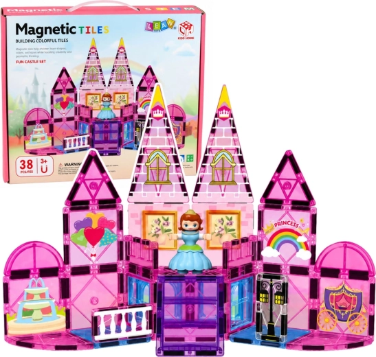 Magnetische Bausteine – Prinzessinnenschloss 38 Stk. (rosa)