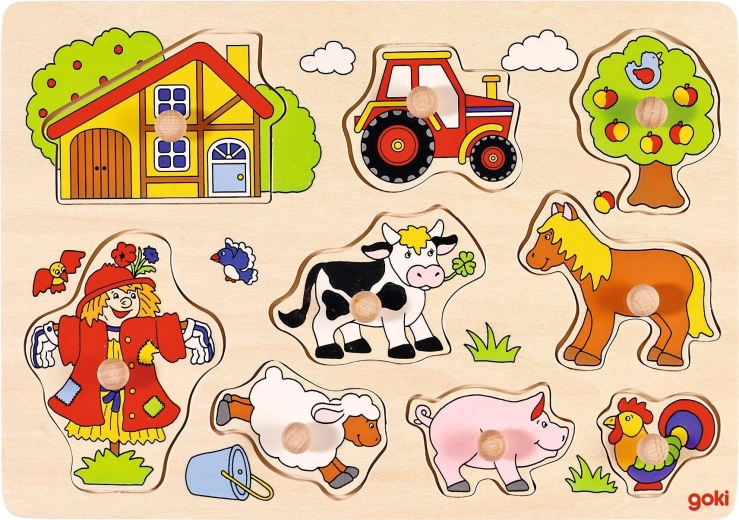 Holz-Steckpuzzle Bauernhof mit Griffen