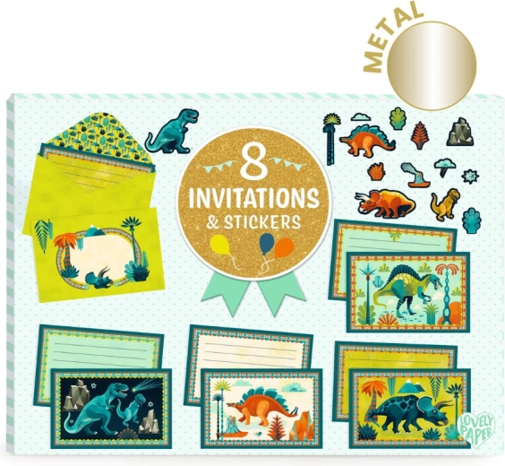 Geschenkset Einladungen Dinosaurier DJECO