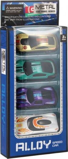4 verschiedene Rennautos in der Packung