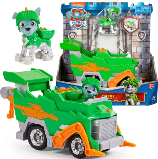Paw Patrol Rescue Knights Rettungsfahrzeug Rocky mit Figur