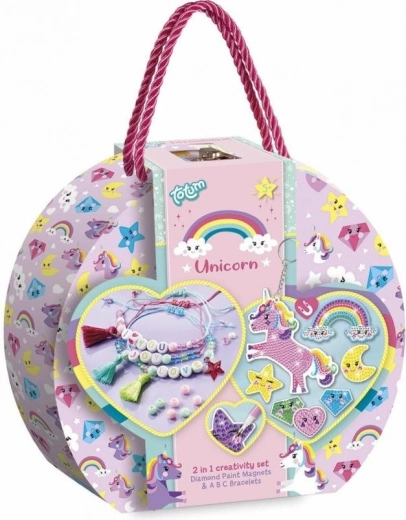 Kreativset 2-in-1 Unicorn – Diamond Painting und Armbänder herstellen