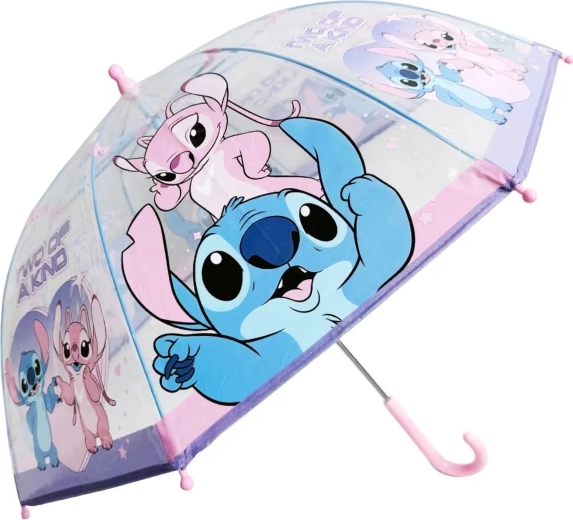 Transparenter Kinder-Regenschirm Lilo & Stitch mit Stitch und Angel, rosa