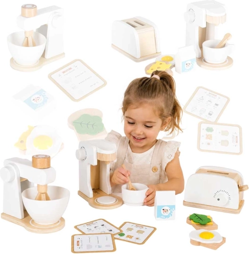 Holz-Küchengeräte-Set für Kinder – Toaster, Kaffeemaschine und Mixer