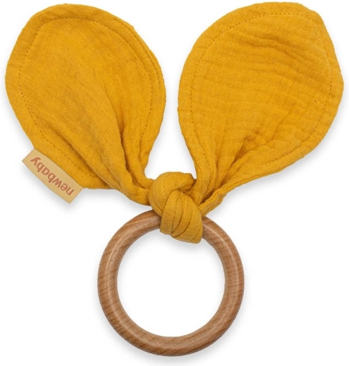 Beißring mit Musselintuch New Baby Ears mustard