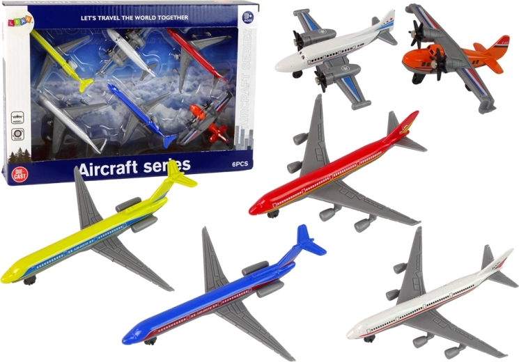 Passagierflugzeug-Set, verschiedene Farben, 6 Stück