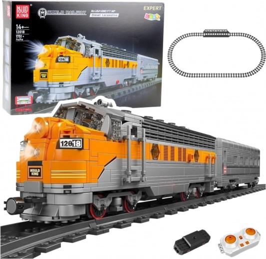 Konstruktionsset RC-Zug grau‑gelb 1751 Teile mit Fernsteuerung und Gleisen