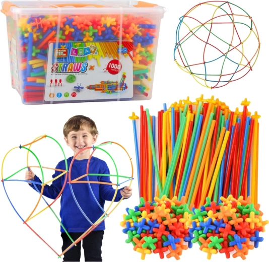 Konstruktions-Bauset Strohhalme STRAWS, 1000 Teile im Koffer
